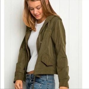 NWOT Brandy Melville Olive Green Army Hooded Jacket